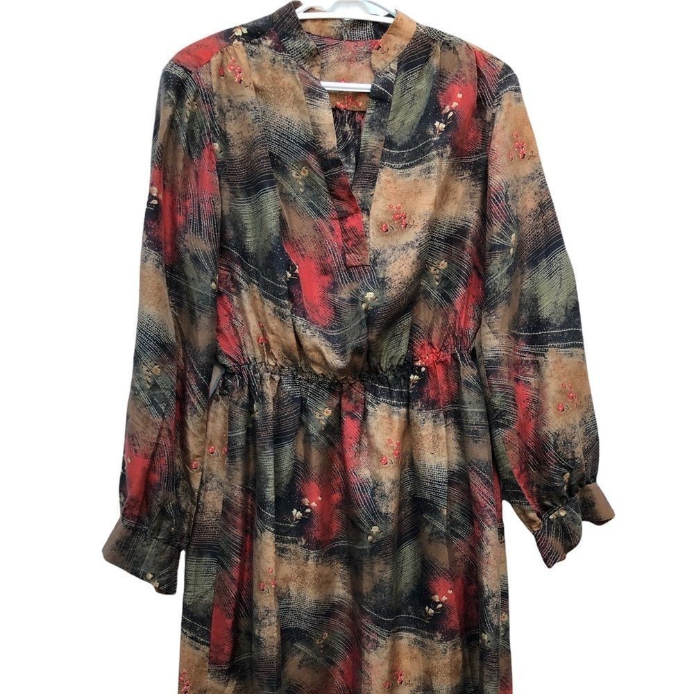 𝅺100% Silk Long Sleeve Dress EUC